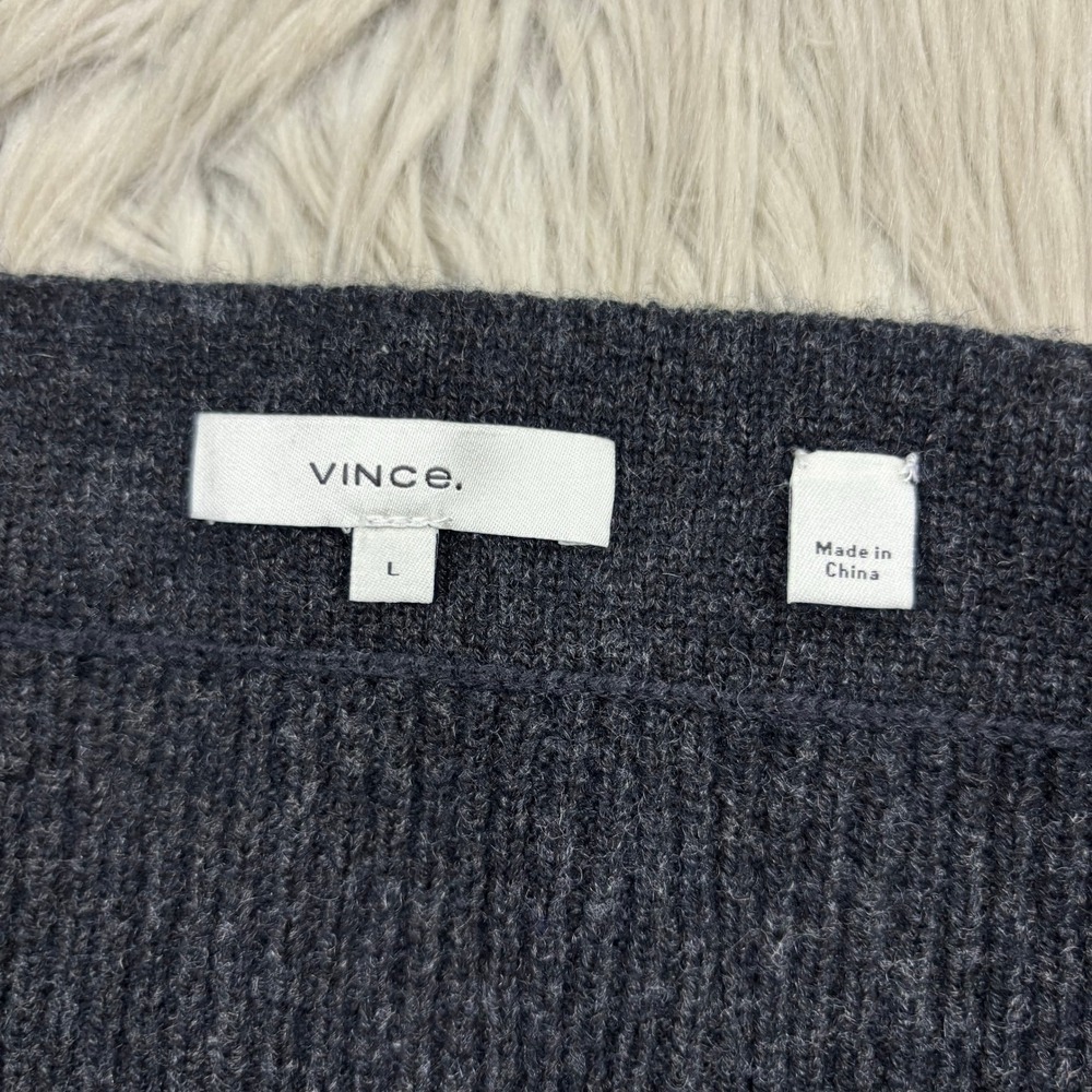 Vince‎ Women's L Charcoal Gray Ribbed Knit Midi Skirt Cozycore Preppy Cool Girl - Picture 4 of 7